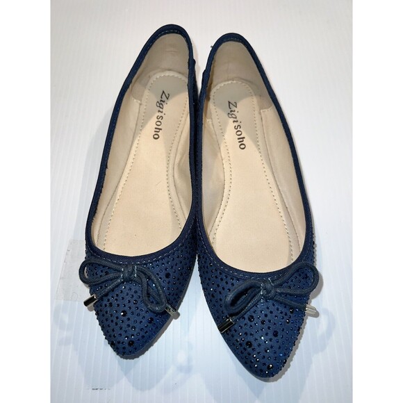 Sparkle Shoes - Zigi Soho Torey Rhinestone Sparkle Blue Flats Womens Size 6
